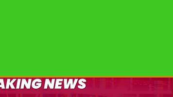 Breaking news, white text scrolling on red motion shape on green screen for news editing element video