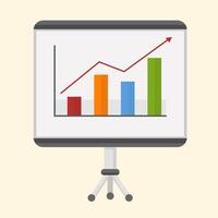 progression bar on presentation screen, growth bar chart icon presenting business analysis vector