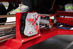 Fragment of industrial diesel engine for electrical generator in power station photo