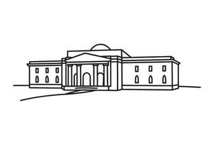 Classical building Continuous line draw Full length single vector