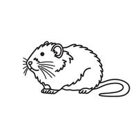Gerbil line art isolated flat illustration on white background vector