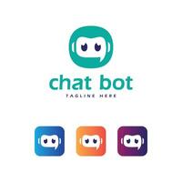 Chat bot logo design and app icon concept modern minimal robot chat ai tech vector