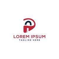 Cyber security logo design modern minimal concept lock mark technology unique shape vector