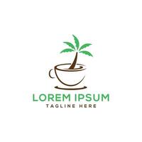 Beach Coffee shop logo design creative unique concept coffee cup palm tree vector