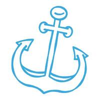 Anchor of the vessel for mooring. Symbol of tourism and recreation at sea, ocean, and water. line icon in doodle style with editable stroke, perfect for nautical designs and travel themes. vector
