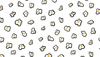 Seamless popcorn pattern on transparent background. Hand-drawn caramel popcorn in doodle style. Ideal for cinema-themed packaging, wrapping paper, textiles, and snack design projects. vector