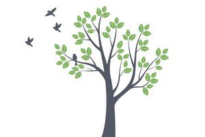 tree wall decoration sticker design with birds on branches vector