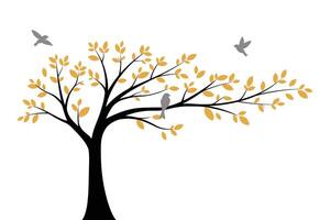 Wall decoration tree design with birds on tree branches vector