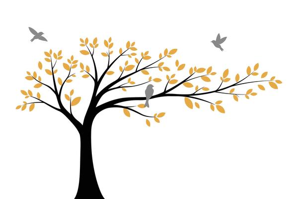 Wall decoration tree design with birds on tree branches