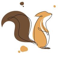 Illustration of a Squirrel standing confused, beautiful Squirrel line art design vector