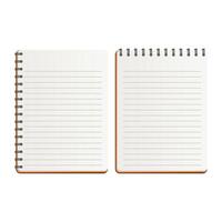 Blank Notebook with Lines. Notebook on White Background. Notebook with White Pages. vector