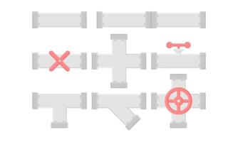 Pipeline System on White Background. Industrial Oil, Gas or Water Pipelines. Pipeline Icon. vector
