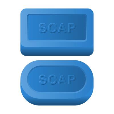 Blue Bar Soap on White Background. Cleanliness Icon. Hygiene Items.