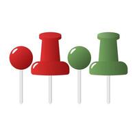 Red Green Pin on White Background. Pin for Memo on Board. Pin icon. vector