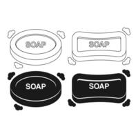 Hygienic Bar Soap Black Flat and Outline Style. Bar Soap on White Background. vector