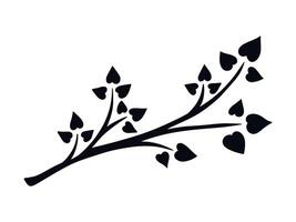 Single tree branch with heart shaped leaves clip art vector