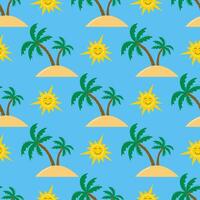 Bright summer print with palm tree on island and sun vector