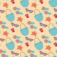 Beach holiday attributes on sand seamless pattern vector