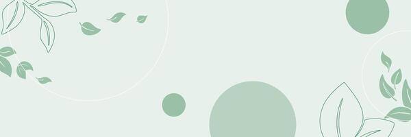 Horizontal banner with leaves on green background vector