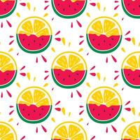 Bright seamless pattern with watermelon and lemon vector