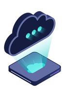 Isometric cloud database. Cloud computing and file cloud storage. Modern technology. Isometric. vector