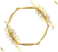 Wedding circle frame with Elegant Golden Hexagon Frame vector