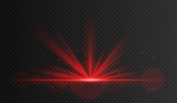 Red light rays on black background