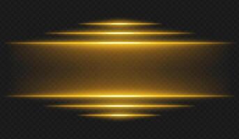 Golden light beam effect on black background vector