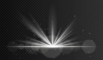 A white light with a starburst effect on a black background vector