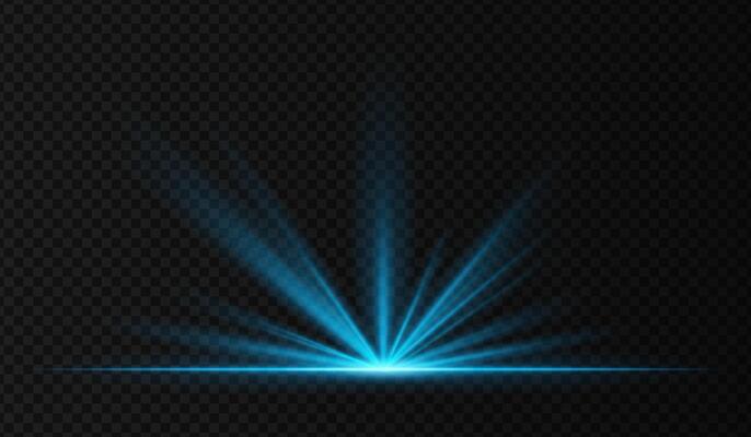 Blue light rays on transparent background