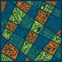 Abstract Square Geometric Mosaic with Scratch Textured vector