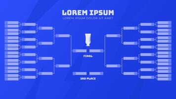 Tournament Bracket with 32 Team for Championship Event with Blue Color and Thunder Silhouette vector