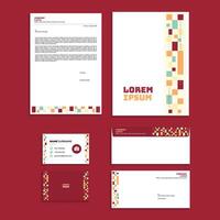 Stationery Set Design with Geometric Rectangle Tape on Abstract Composition vector