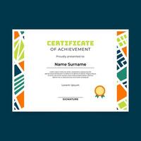 Certificate Template Design with Abstract Square Geometric Mosaic Border on The Side vector