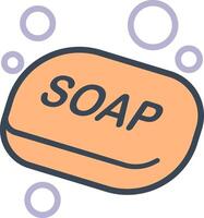 Soap bar icon with bubbles flat vector