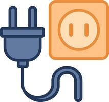 Power plug and socket icon flat vector