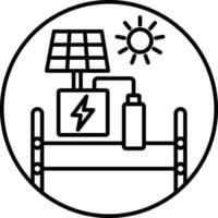 Line icon of solar panel and battery system vector