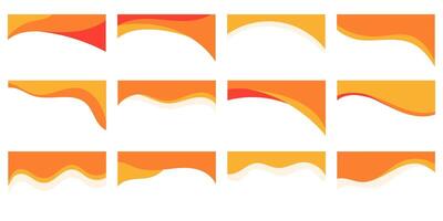 Set of Orange Wave Abstract Headers with Gradient Tones and Dynamic Curved Designs for Web and Graphic Applications vector