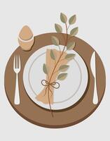 Rustic Table Setting with Egg Decoration vector