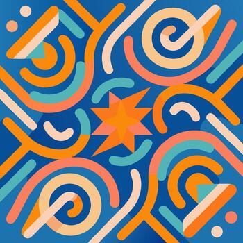 Abstract Geometric Pattern Colorful Lines, Shapes and Starburst Design vector