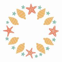 Seashells and Starfish Wreath Border Frame vector