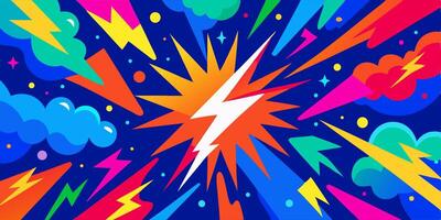 Abstract Colorful Lightning Bolt Explosion Background vector