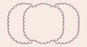 Three Scalloped Circle Frames, Maroon Border, Pastel Background vector