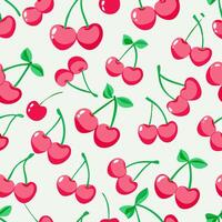 Seamless Pattern of Red Cherries on White Background vector