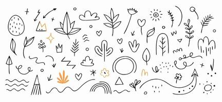 Hand drawn Doodle Collection Nature, Arrows, Shapes vector