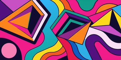 Vibrant Geometric Abstract Art Colorful Triangles and Cubes vector