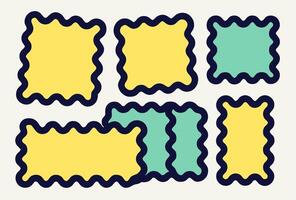 Wavy Edge Frames Yellow and Teal Blank Notecards vector