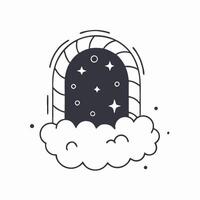 Magical Starry Portal in Clouds Celestial Archway Illustration vector