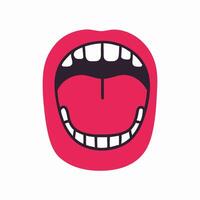 Open Mouth Illustration Graphic of a Wide Open Mouth with Teeth and Tongue vector
