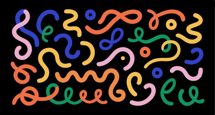 Abstract Colorful Doodle Background Quirky Line Art Design